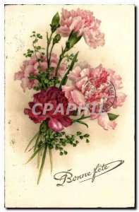 Old Postcard Bonne Fete flowers