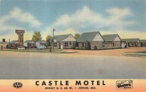 CASTLE MOTEL HIWAY U.S ROUTE 66 WEST JOPLIN MISSOURI ADVERTISING POSTCARD 1940s