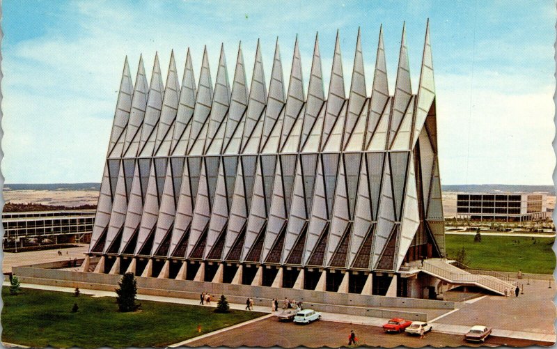 Vtg 1960s Chapel US Air Force Academy Pike Peaks Colorado Springs CO Postcard