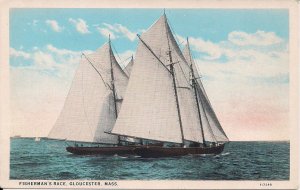 Gloucester MA, Sailing Ship, Fisherman's Race, Fishing Sloops, Teich Art 1915-30