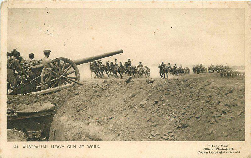 Australian Heavy Gun Work 1917 WW1 Military Postcard Daily Mail 196