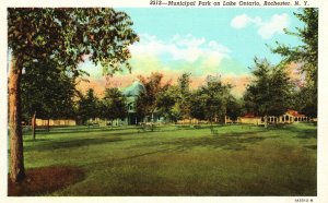 Vintage Postcard Municipal Park On Lake Ontario Rochester New York NY TRNC Pub.