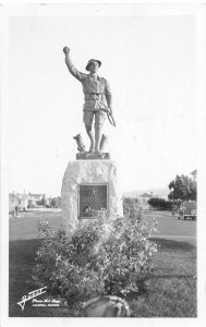 H58/ Kalispell Montana RPPC Postcard c1940s Military Monument Soldier