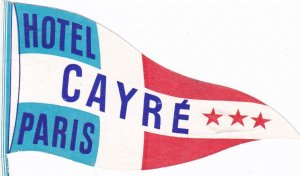 France Paris Hotel Vayre Vintage Luggage Label sk3546