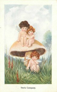 Angels Cupids 1920s Postcard Romance Fantasy Faulkner Artist impression 8390
