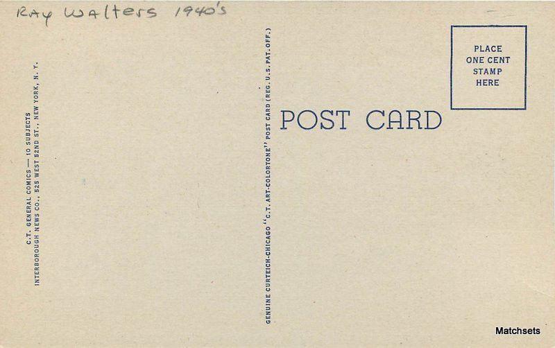 1940s Man Post Office Mail linen Ray Walters Teich postcard 13039