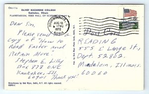 KANKAKEE, IL Illinois ~ OLIVET NAZARENE COLLEGE ~ Planetarium  1972  Postcard