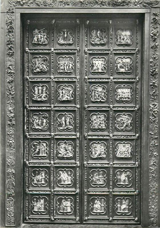 Architecture first bronze door North Florence Baptistery Italy Lorenzo Ghiberti