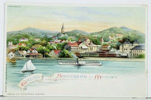Gruss aus Starnberg bei Muchen Germany c1899 Old Vignette Postcard J13
