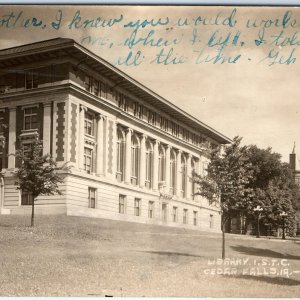 1910s Cedar Falls IA RPPC UNI Library Teachers College Seerley Hall Library A107