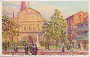 St Anthony's Garden New Orleans Repro fr Painting St. Charles Hotel Postcard H14