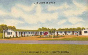 Millers Motel US 27 33 Decatur Indiana linen postcard