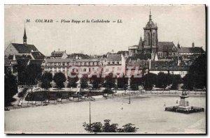 Old Postcard Colmar Place Rapp and the Cathedral