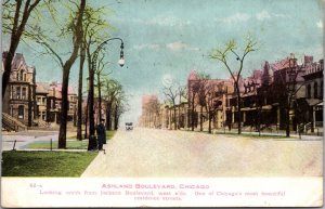 Postcard Ashland Boulevard Looking North from Jackson Boulevard Chicago Illinois