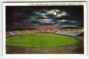 Night-Time Scene Moonlight Roosevelt Stadium Johnson City Tennessee Postcard