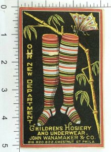 John Wanamaker Hosiery Underwear Graphic Stockings Butterfly & Bamboo P99