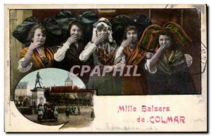 Postcard Old Thousand Kisses Colmar Folklore Costume Caps