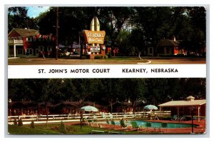 St John Motor Court Motel Kearney Nebraksa NE Chrome Postcard S10