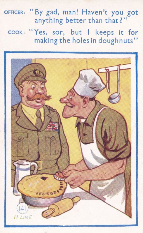 Army Military Canteen Kitchen Comic Postcard