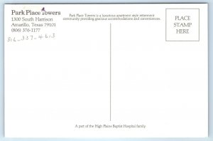 AMARILLO, Texas TX ~ Advertising PARK PLACE TOWERS Apartments 4x6 Postcard