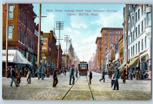 Butte Montana MT Postcard Main Street Looking North Prichard Harrison Corner