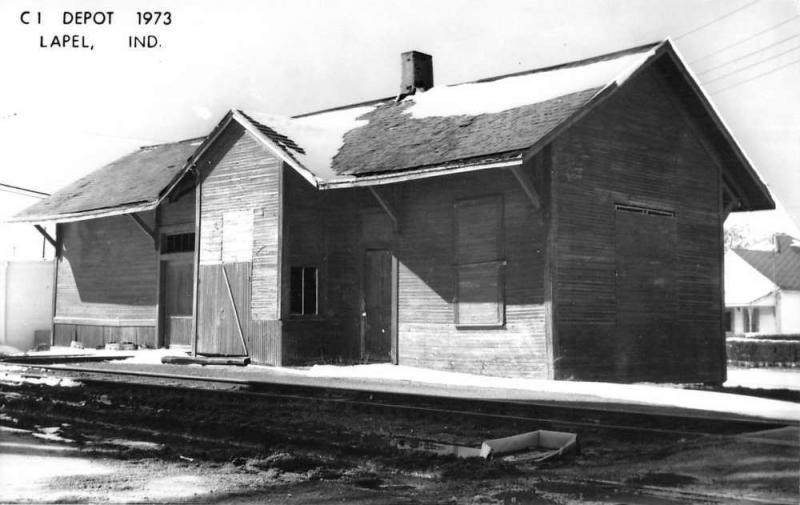 Lapel Indiana CL Railroad Depot Real Photo Vintage Postcard K101426