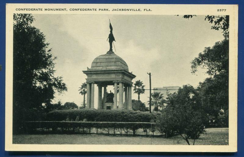 Jacksonville Florida fl Confederate Monument Statue old postcard #2