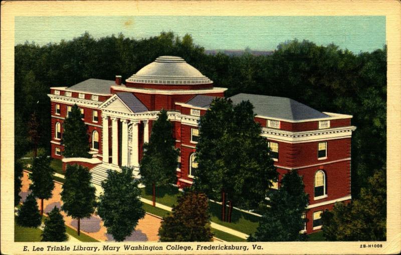 FREDERICKSBURG VA Trinkle Library, Mary Washington College Postcard VA727496