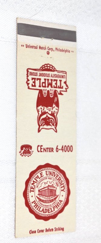 Temple University Student Store Philadelphia 20 Strike Matchbook Cover