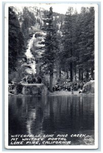 Waterfalls Lone Pine Creek Mt. Whitney Portal Lone Pine CA RPPC Photo Postcard