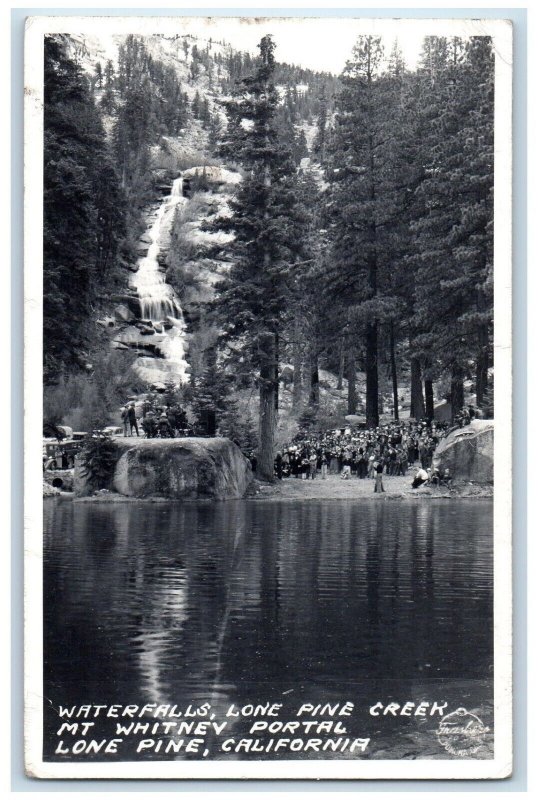 Waterfalls Lone Pine Creek Mt. Whitney Portal Lone Pine CA RPPC Photo Postcard
