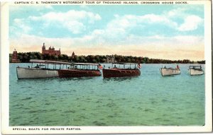 Captain C.S. Thomson's Motorboat Tour Thousand Islands NY Vintage Postcard C60