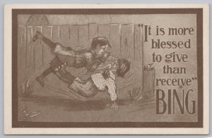 Comic~Boys Fighting~It Is More Blessed To Give Than Receive~BING~Vintage PC