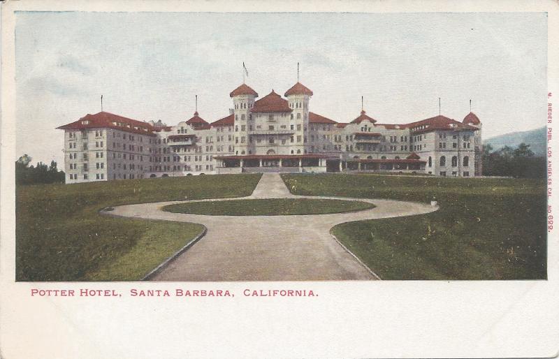 Potter Hotel, Santa Barbara, California, early postcard, Unused