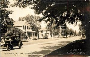 1930s RPPC Postcard Osborn Street Scene, Oakland NE Burt County Jacobs Photo