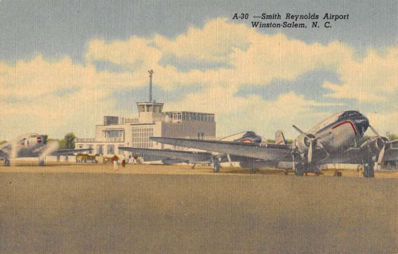 Winston Salem North Carolina Smith Reynolds Airport Antique Postcard K103312