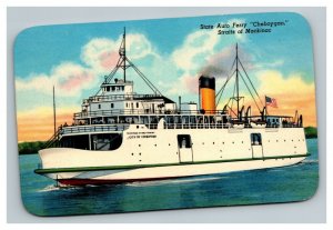 Vintage 1940's Postcard City of Cheboygan Car Ferry St. Ignace Michigan