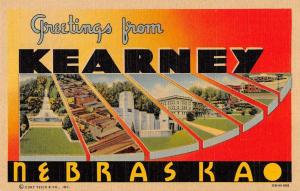 Kearney Nebraska Greeting Large Letter Linen Antique Postcard K18373