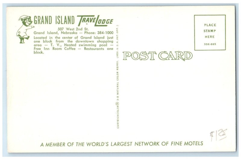 c1960's Grand Island Travel Lodge Roadside Grand Island Nebraska NE Postcard