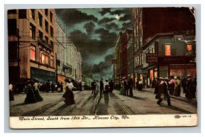 Vintage 1909's Postcard Main Street & 12th Street Kansas City Missouri