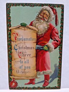 Santa Claus St Nick Holds Sign Christmas Postcard 1912 Barton & Spooner S 5-2-A