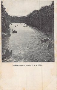 BOSTON SUFFOLK COUNTY MA-LOOKING DOWN RIVER FROM THE B A A BRIDGE~1900s POSTCARD