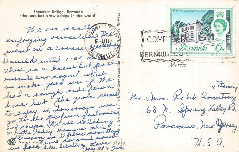 Bermuda 1955 Somerset Bridge vintage postcard
