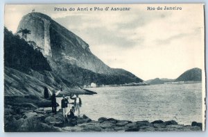 Rio de Janeiro Brazil Postcard Ring Beach and Sugarloaf Mountain c1910