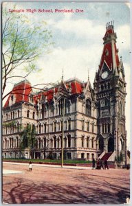 Portland OR-Oregon, Lincoln High School, Street View, Vintage Postcard