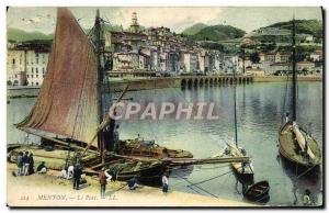 Old Postcard Boat Harbor Menton