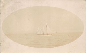 J46/ Chicago Illinois RPPC Postcard c1910 Two-Masted Schooner Sailboat  334