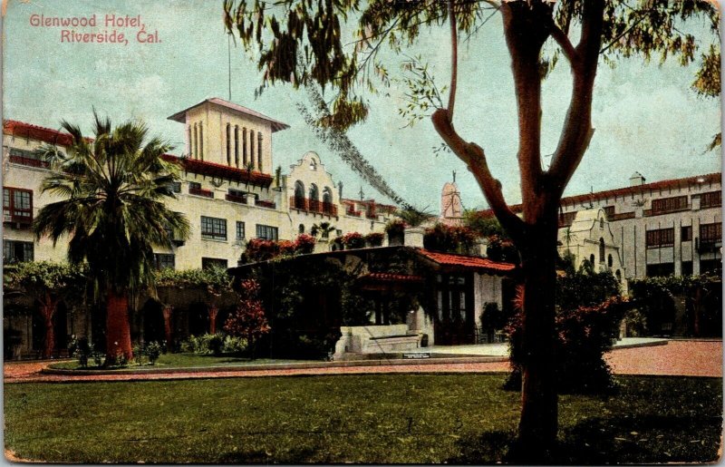 Vtg Riverside California CA Glenwood Hotel 1909 Postcard