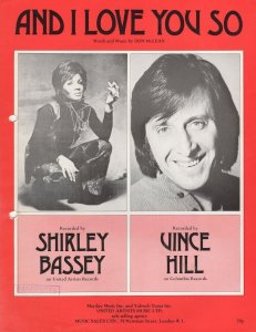 Shirley Bassey And I Love You So 1970s Sheet Music