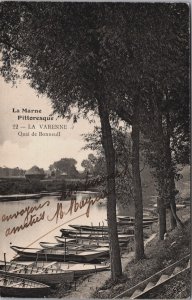 France La Marne Pittoresque La Varenne Quai de Bonneuil Vintage Postcard C174
